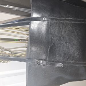 Elegant Black Leather Tote Bag